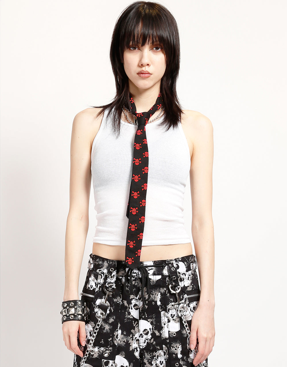 PRINTED TIE BLACK/RED SKULL