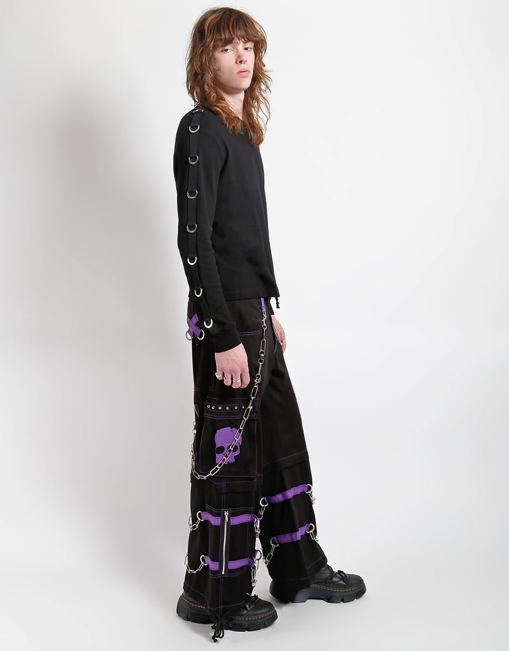 SKULL ZIP OFF PANT PURPLE