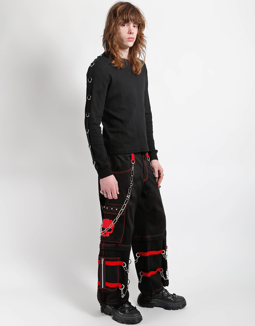 SKULL ZIP OFF PANT RED