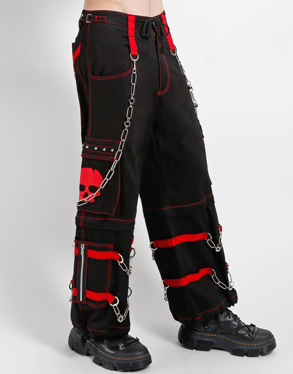 SKULL ZIP OFF PANT RED