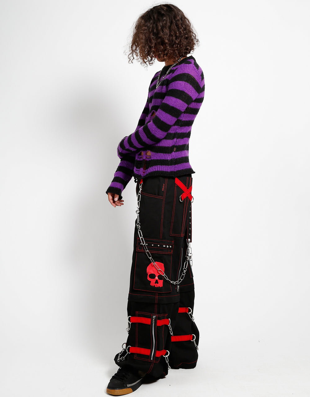 SKULL ZIP OFF PANT RED