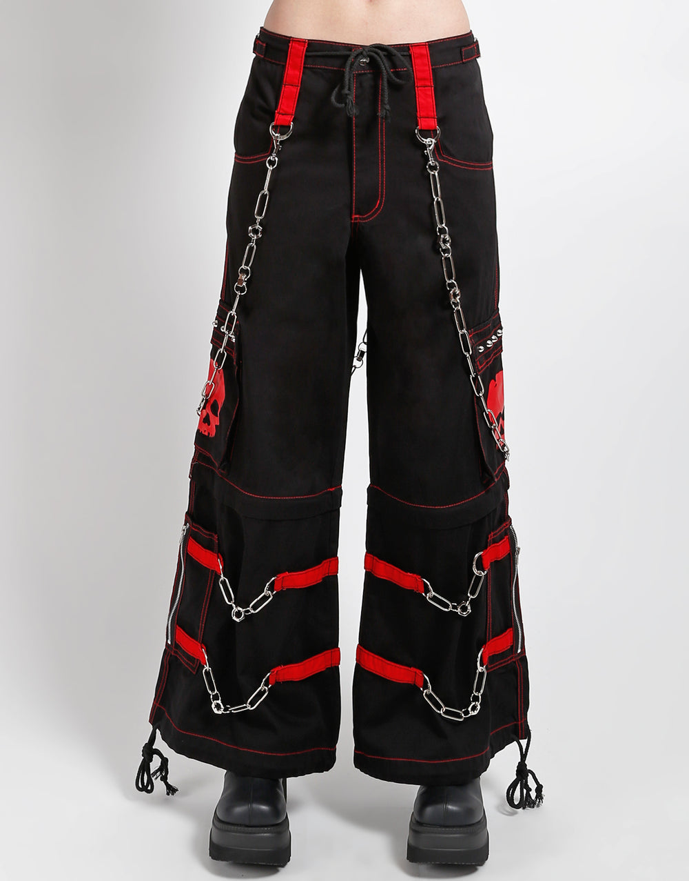 SKULL ZIP OFF PANT RED