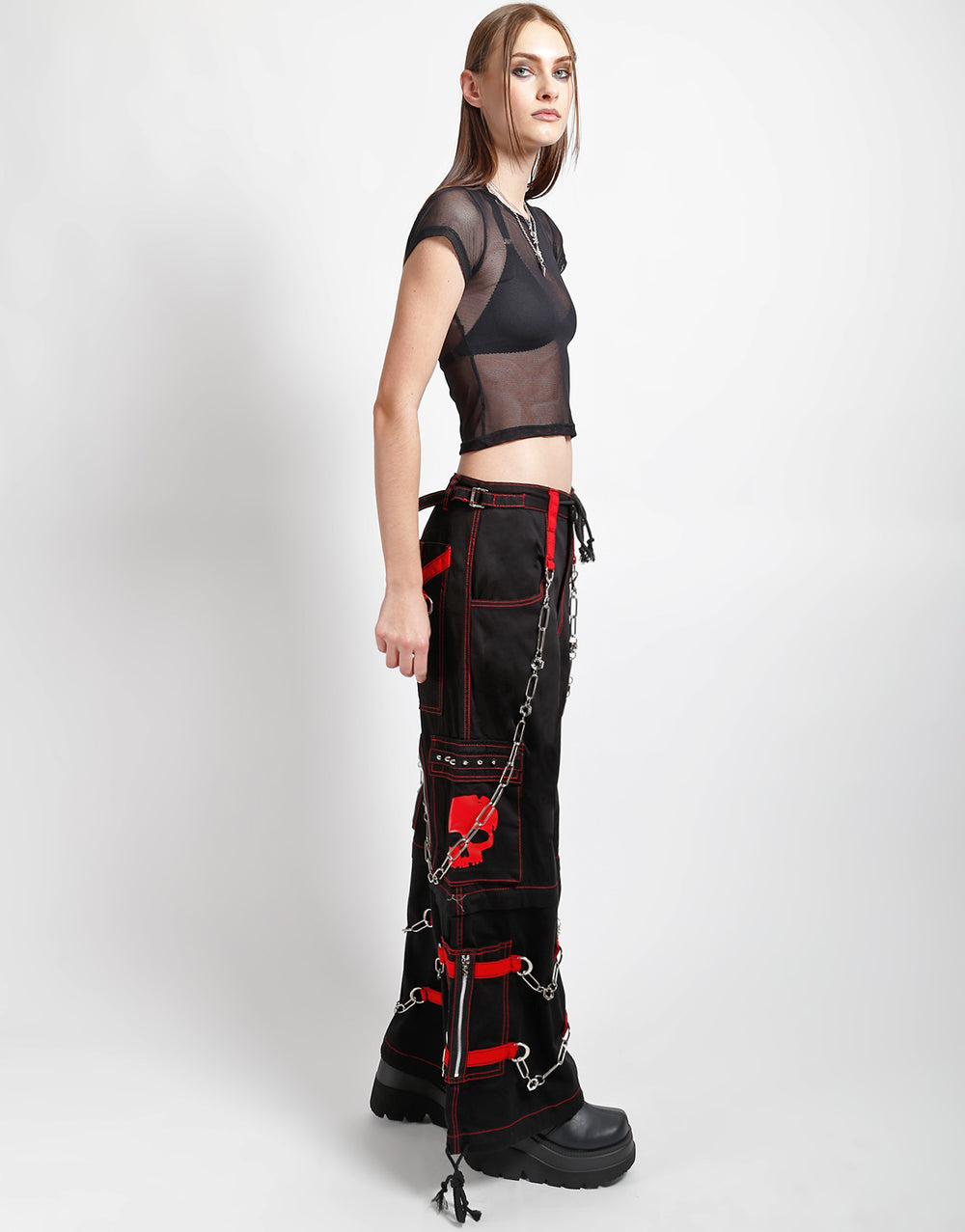 SKULL ZIP OFF PANT RED