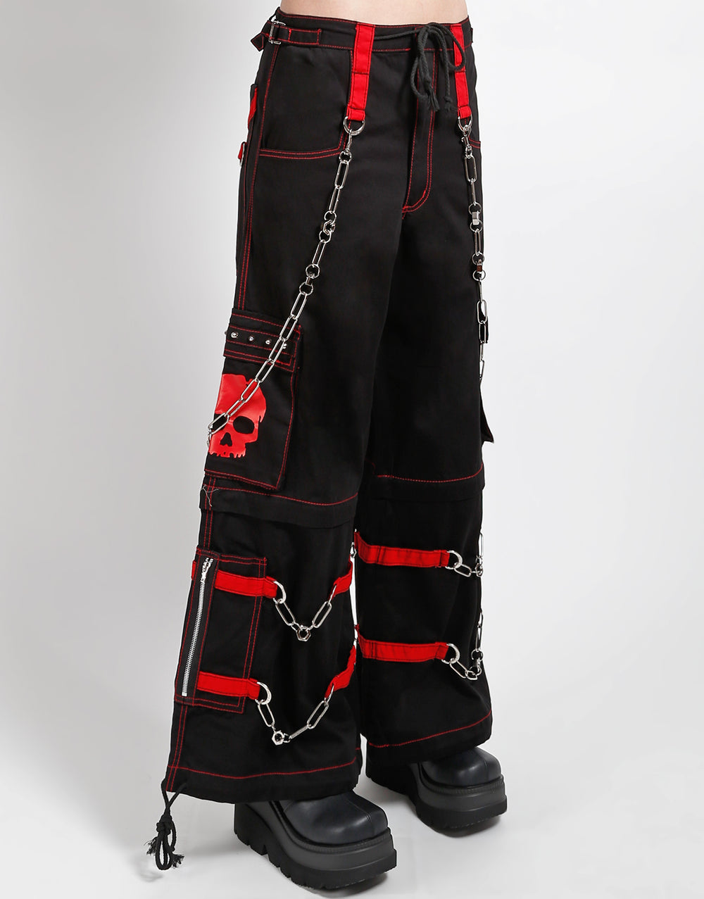 SKULL ZIP OFF PANT RED