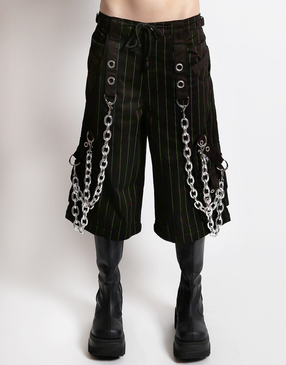 GODFATHER CHAIN PANT GREEN STRIPE