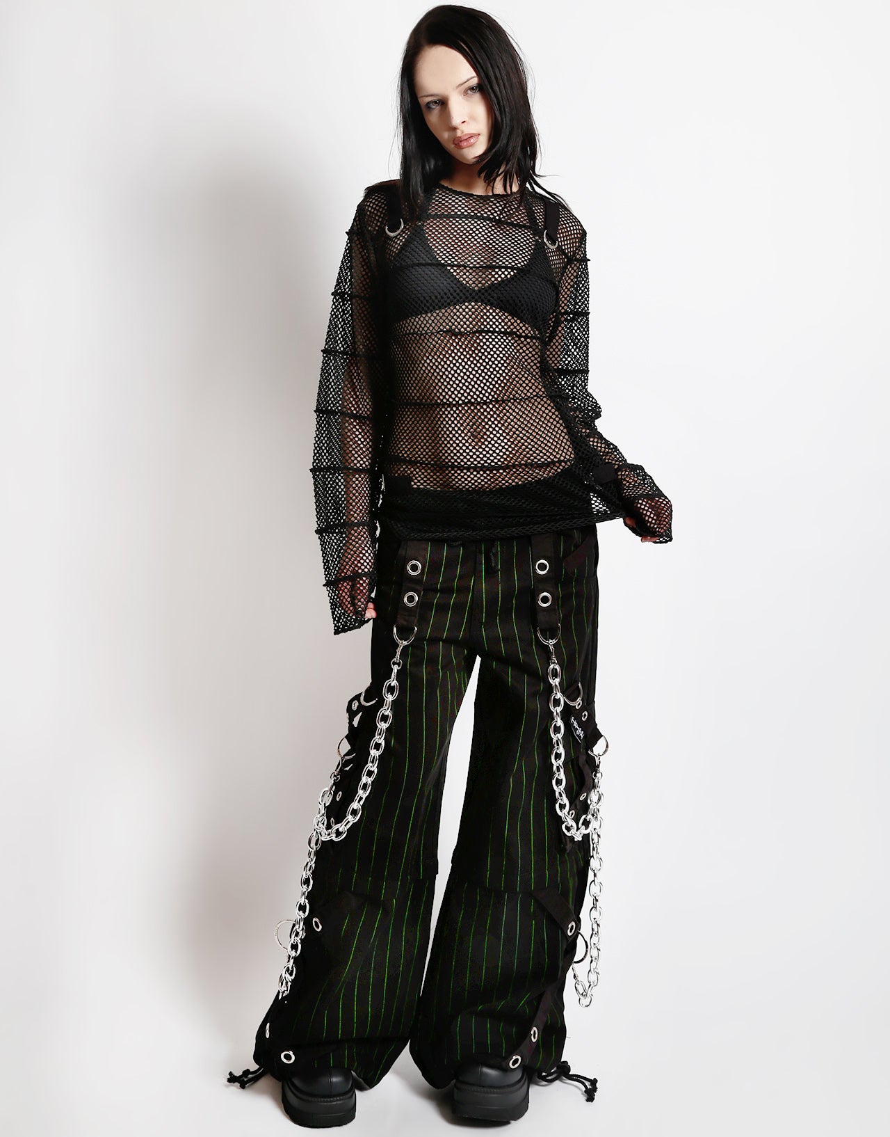 GODFATHER CHAIN PANT GREEN STRIPE