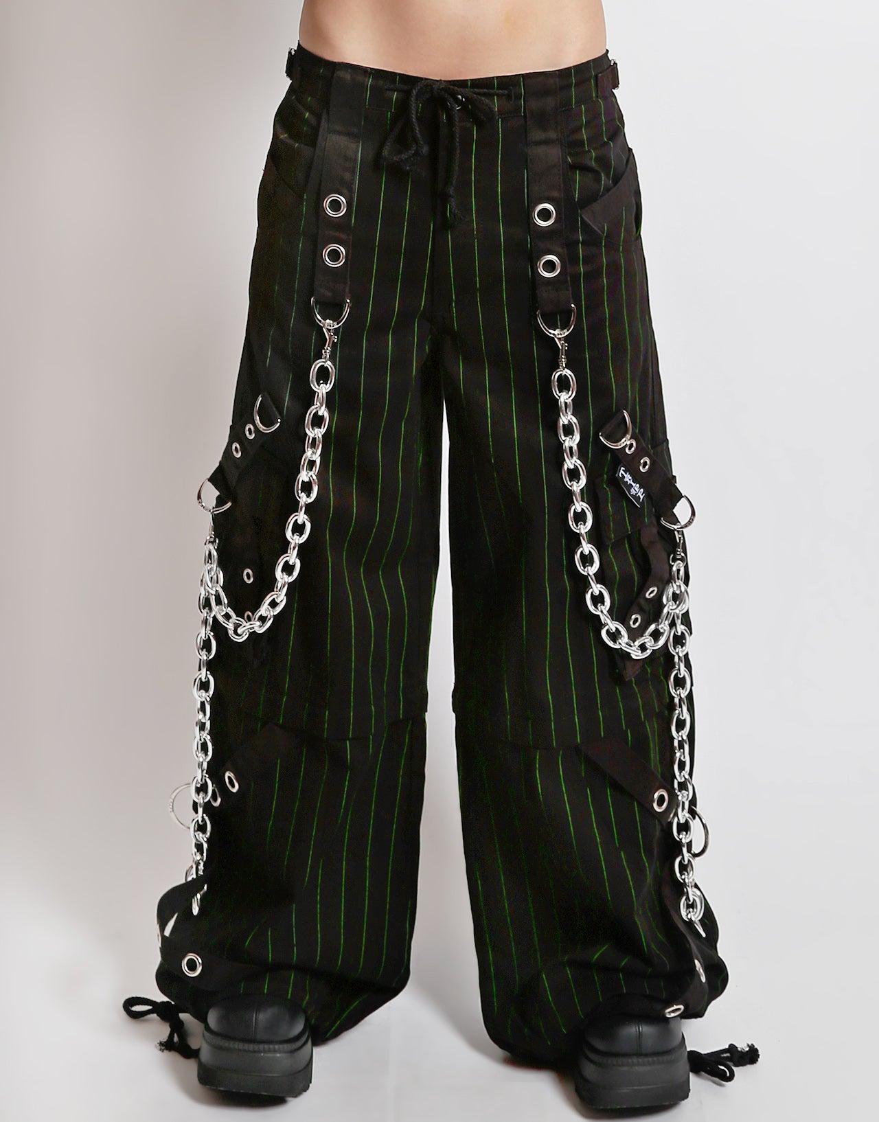 GODFATHER CHAIN PANT GREEN STRIPE