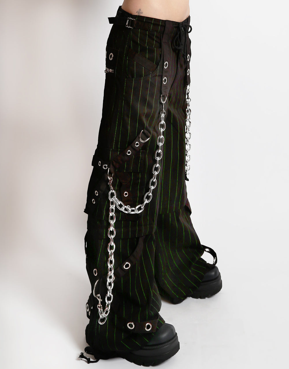 GODFATHER CHAIN PANT GREEN STRIPE