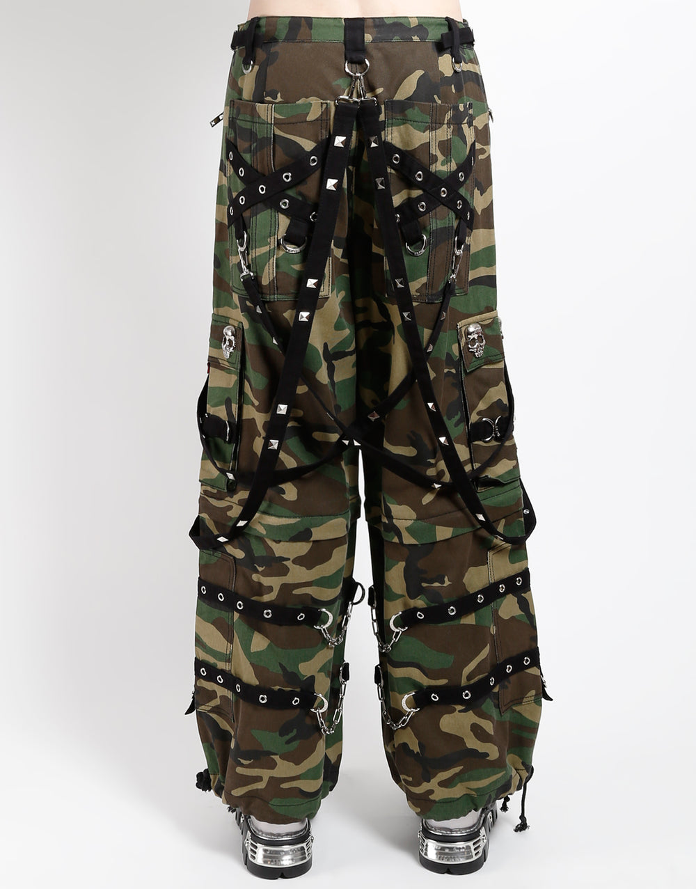 SKULL DENIM STUD PANT CAMO