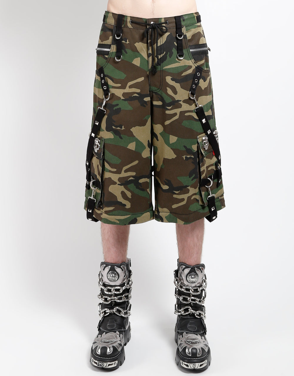 SKULL DENIM STUD PANT CAMO