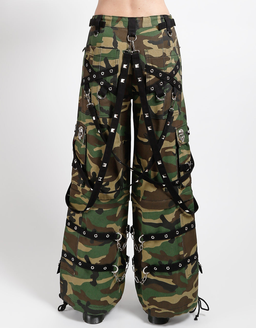 SKULL DENIM STUD PANT CAMO