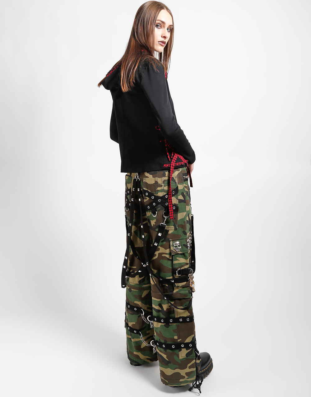 SKULL DENIM STUD PANT CAMO