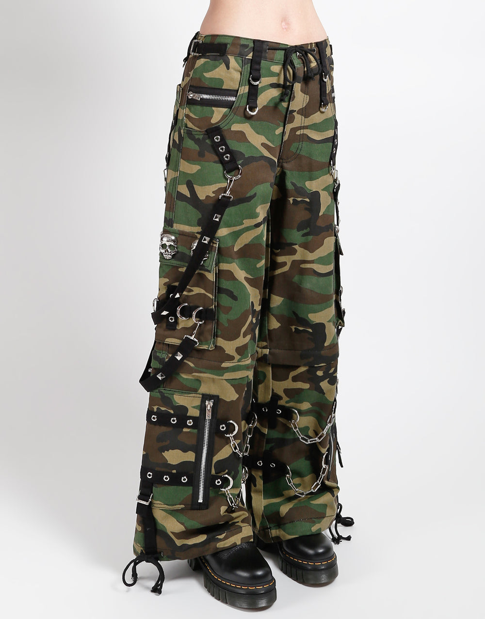 SKULL DENIM STUD PANT CAMO