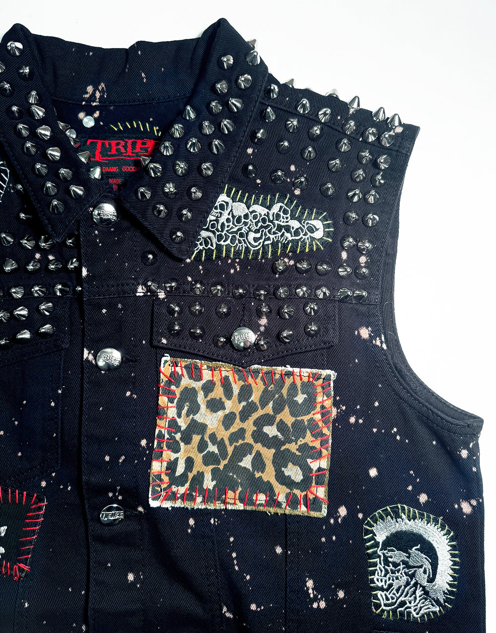 HAND STUDDED PUNK VEST