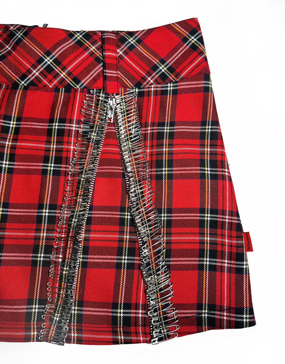 SAFETY PIN PUNK SKIRT RED PLAID
