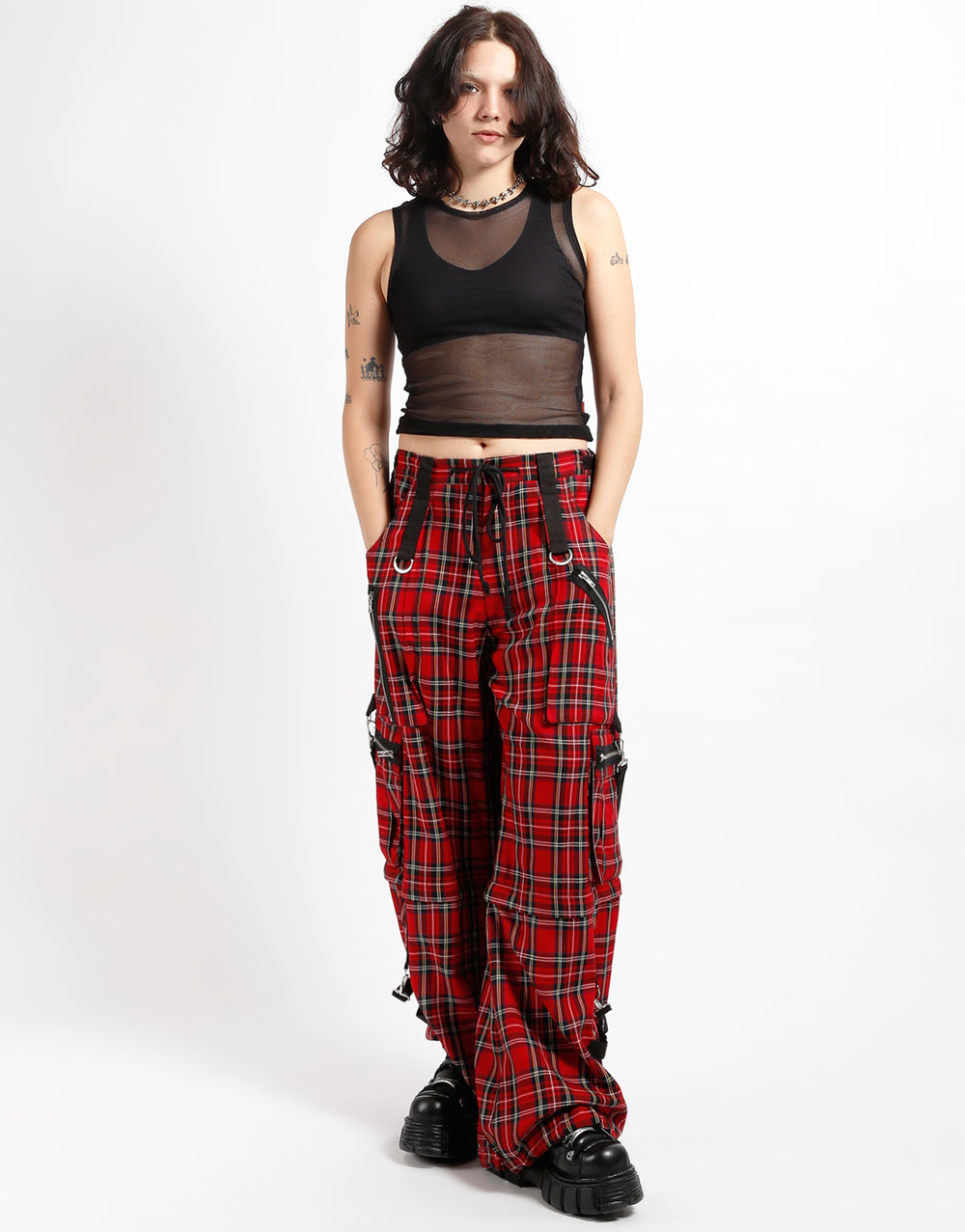 Black Red Plaid Jeans Womens Tripp Red Tartan Pants Womens