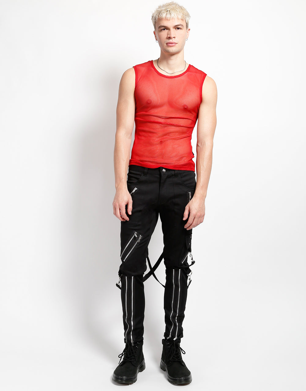 TRIPP NYC - MUSCLE TANK FISHNET RED