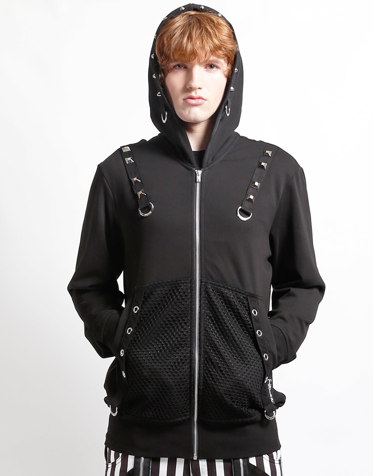 Black Tripp NYC handcuff spiked hood sale jacket XL