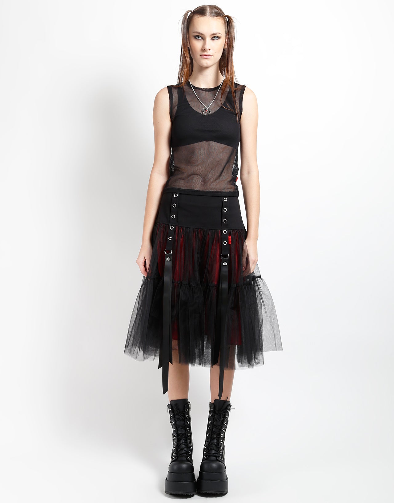 Tutu Ribbon Tulle Skirt Blk/Red Medium / Black/Red