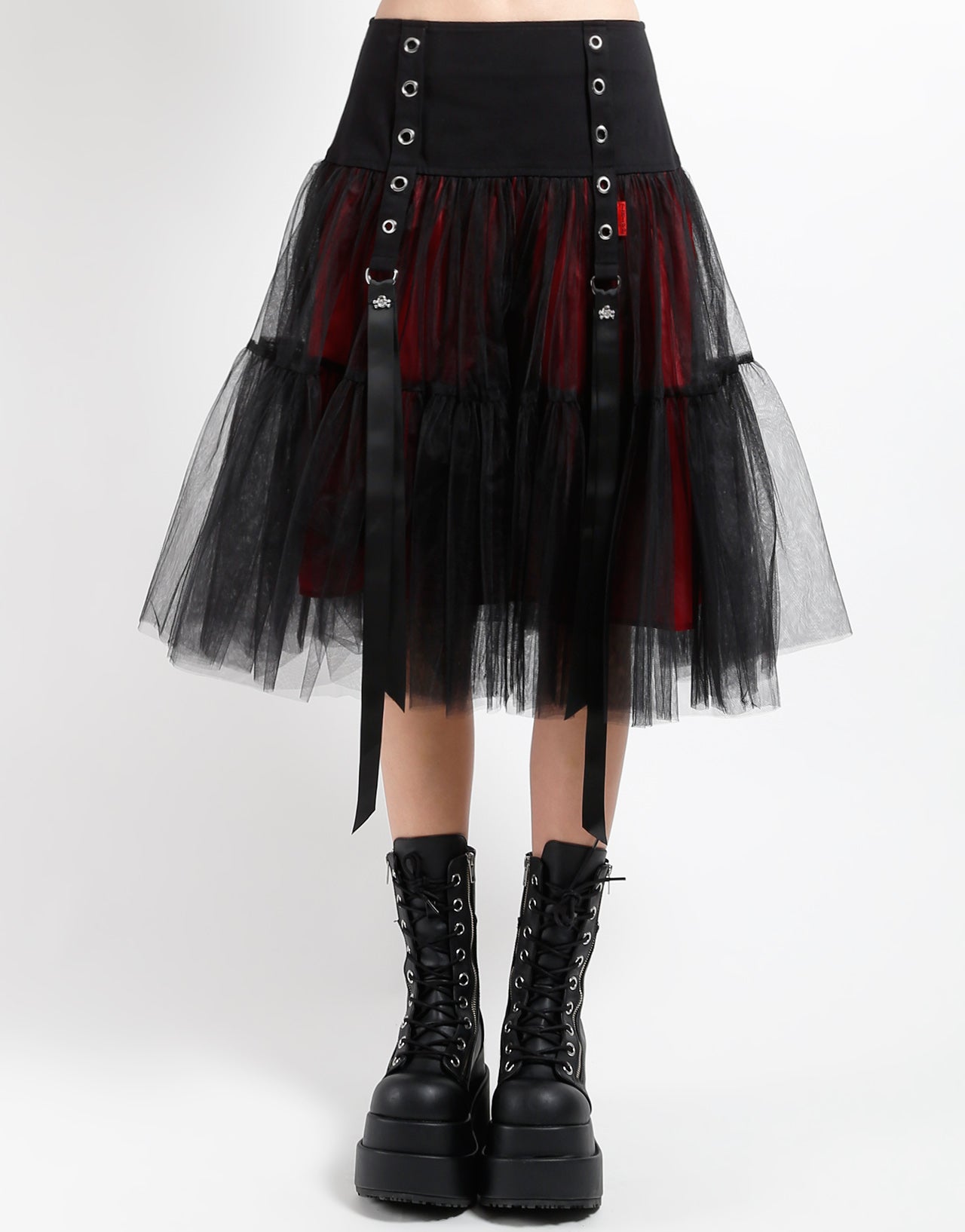 TUTU RIBBON TULLE SKIRT BLK/RED