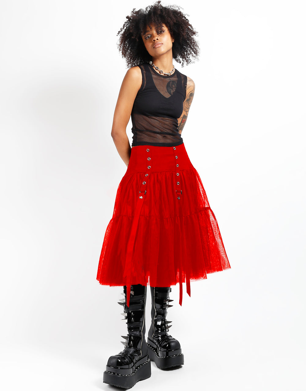 TUTU RIBBON TULLE SKIRT RED