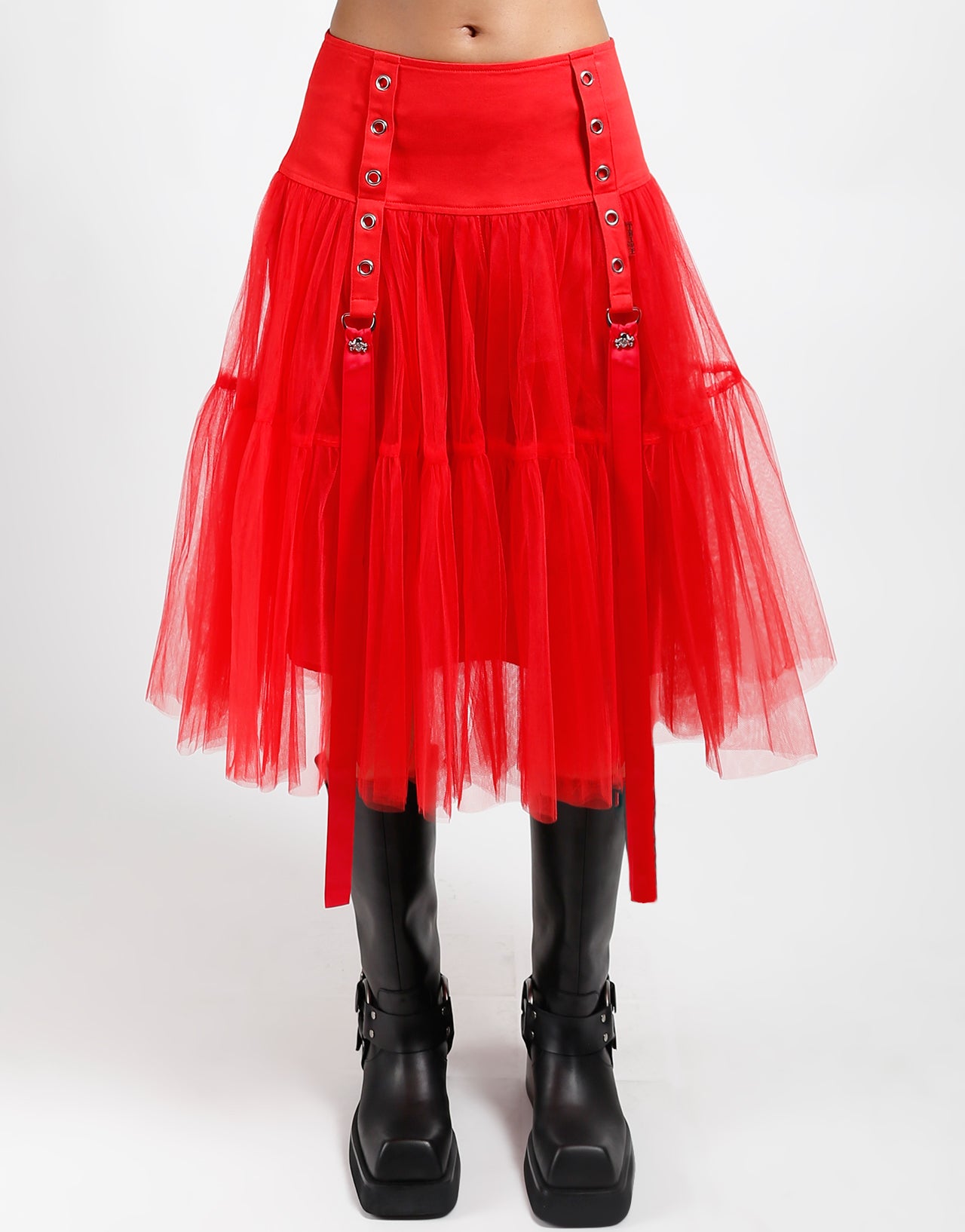 TUTU RIBBON TULLE SKIRT RED
