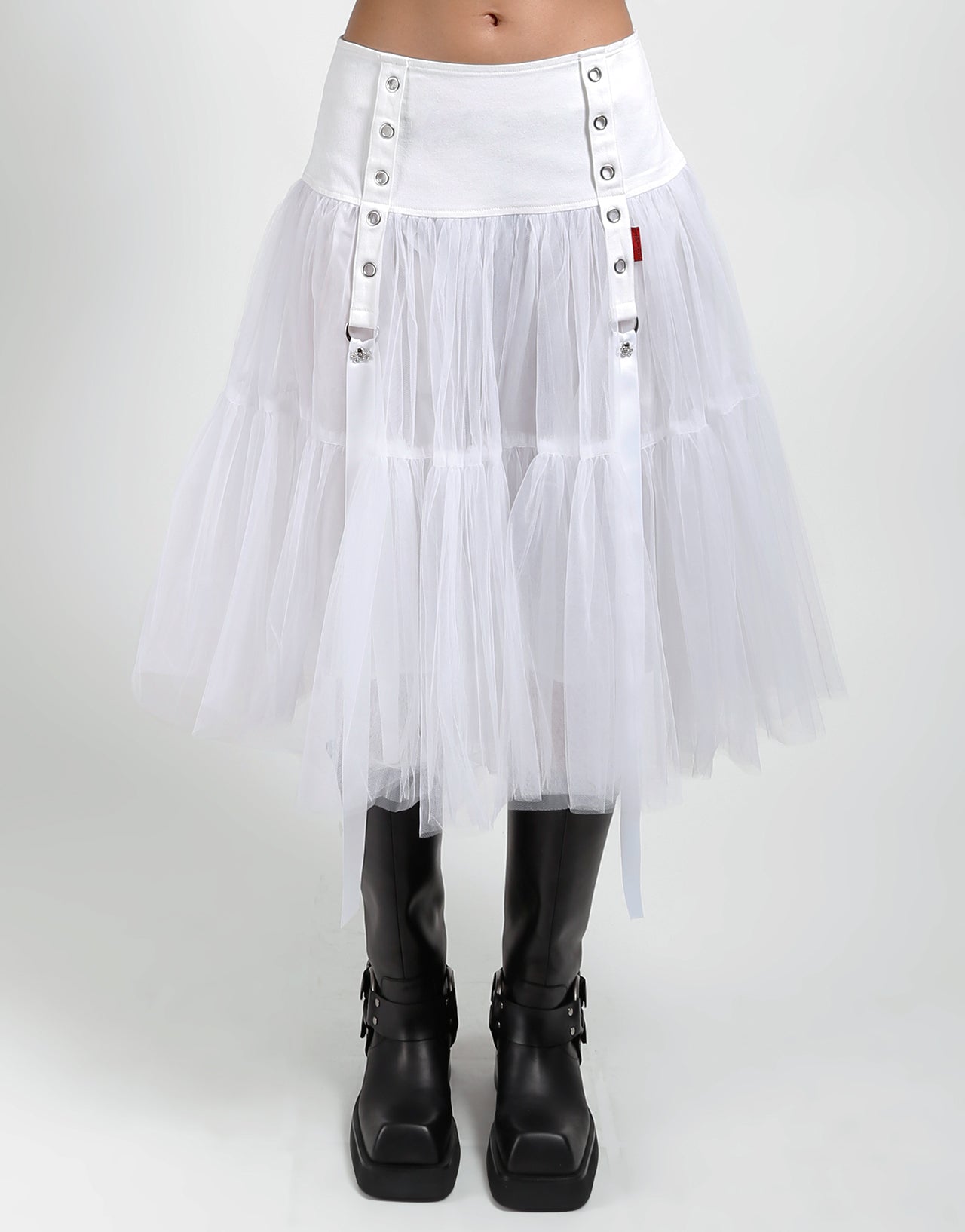 TUTU RIBBON TULLE SKIRT WHT