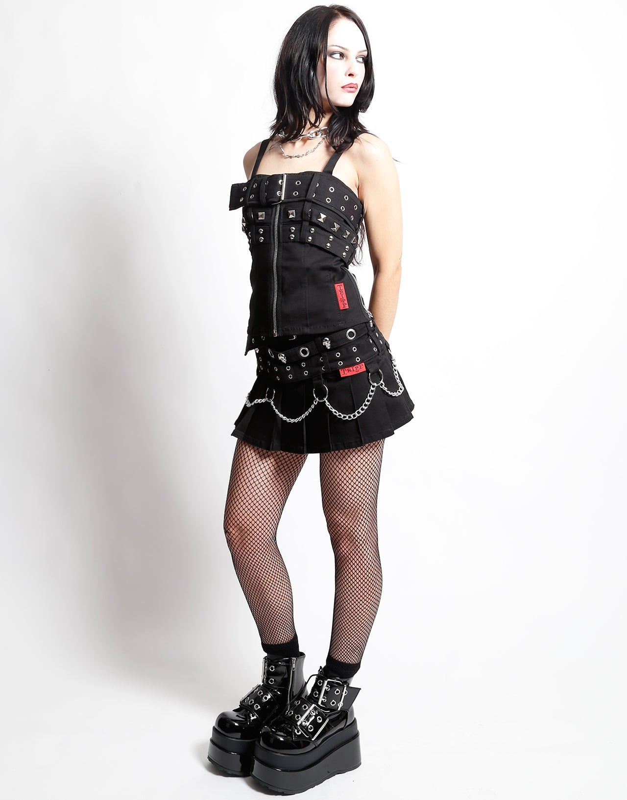 TRIPLE BELTED CHAIN SKIRT