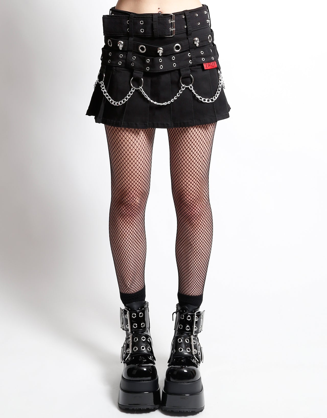 TRIPLE BELTED CHAIN SKIRT