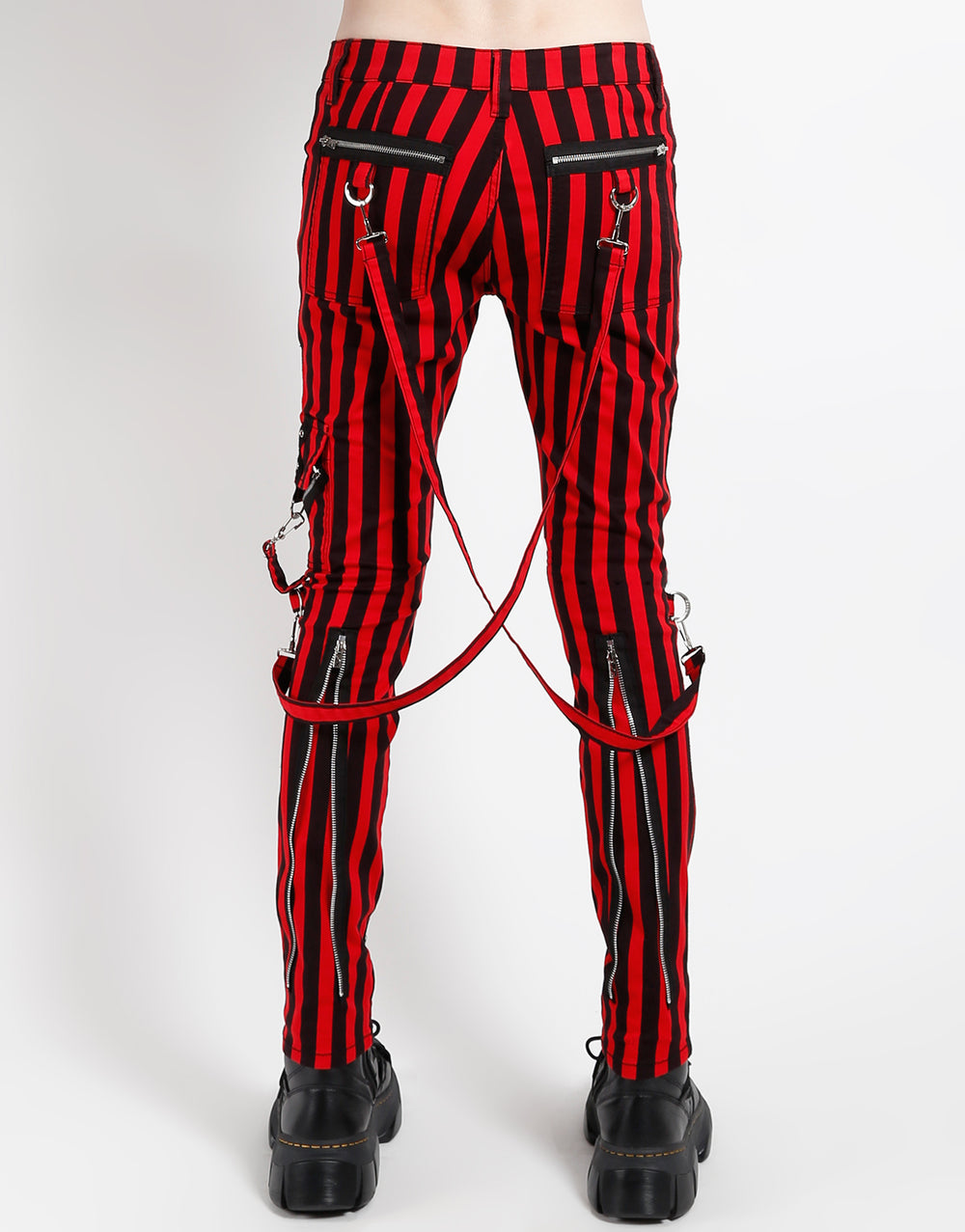 CLASSIC SLIM LEG BONDAGE PANT MEDIUM BLK RED STRIPE