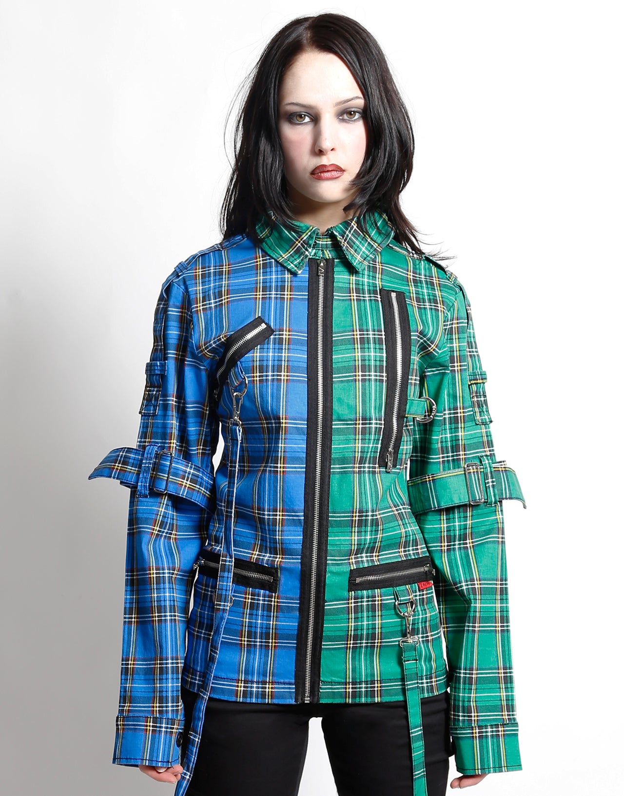 SPLIT PUNK JACKET BLUE/GREEN PLAID