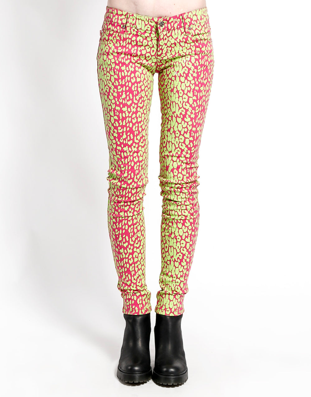 Denim Leggings with Pink Leopard Pattern - Its All Leggings