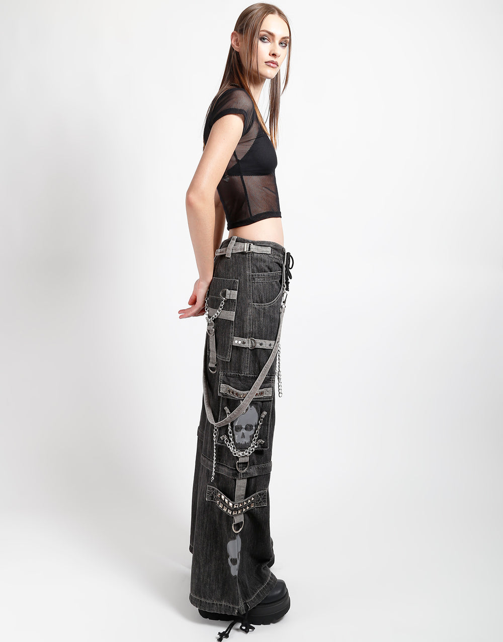 SUPER SKULL DENIM PANT GREY SKULL