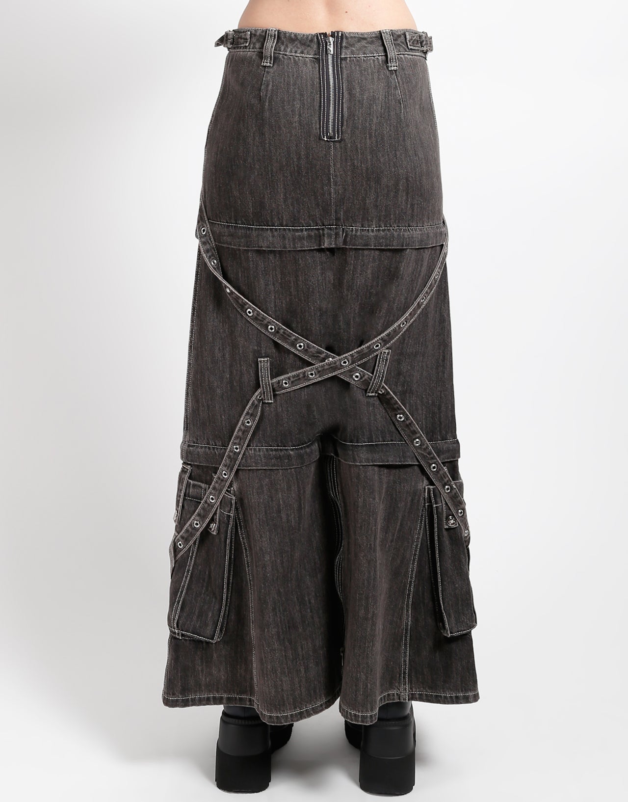 TRIPLE ZIP OFF SKIRT BLACK DENIM – TRIPP NYC