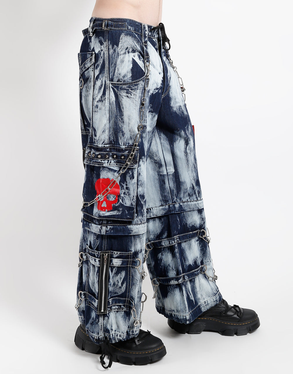 SKULL INDIGO DENIM STORM WASH PANT