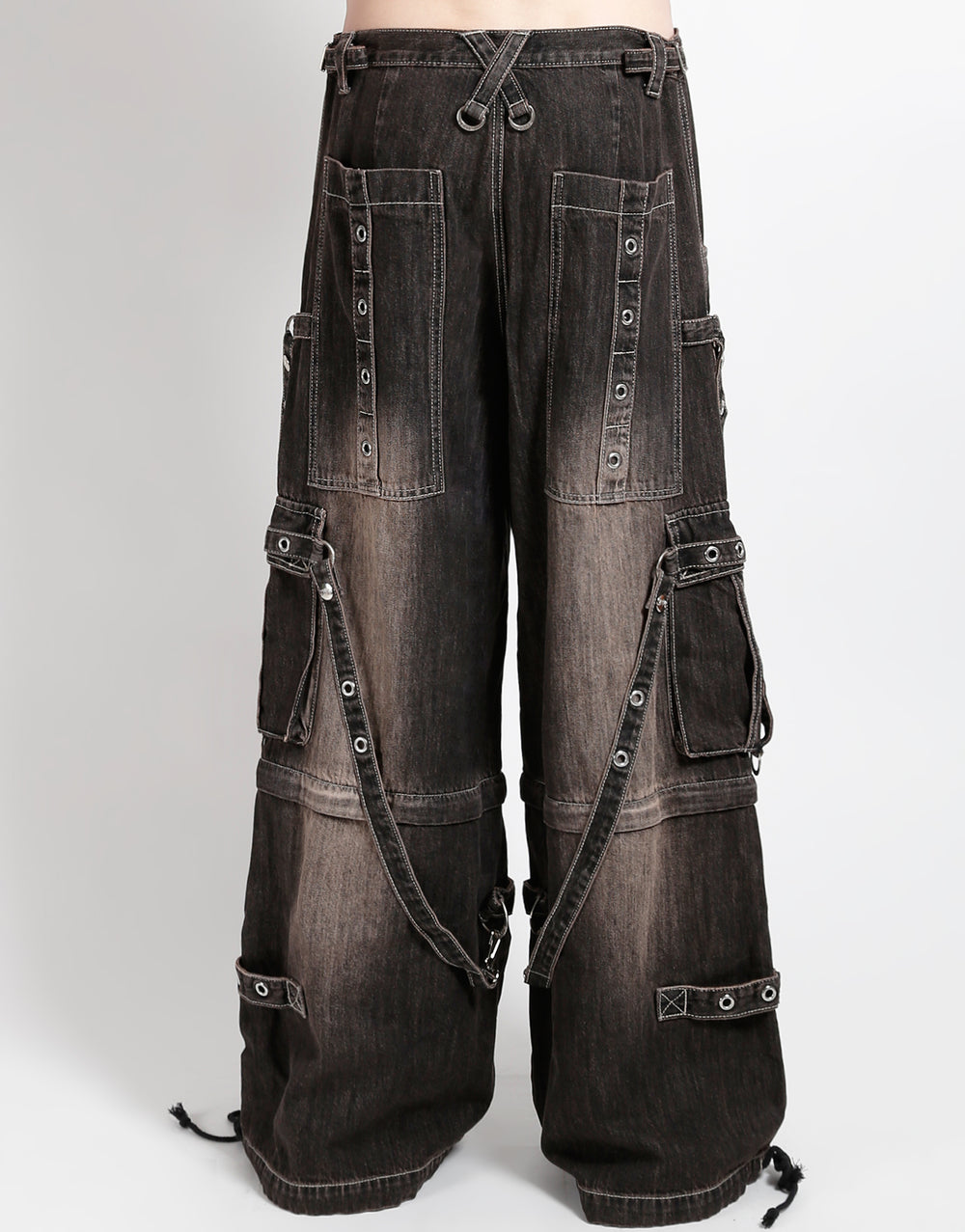DENIM STRAP PANT BLACK DIRTY WASH