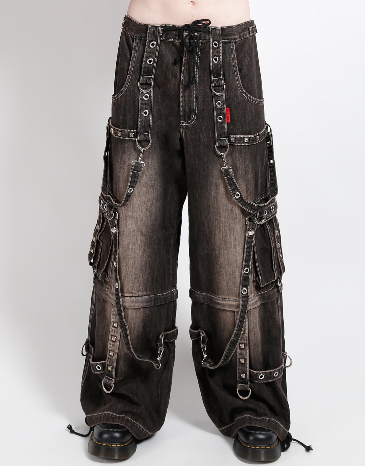 DENIM STRAP PANT BLACK DIRTY WASH