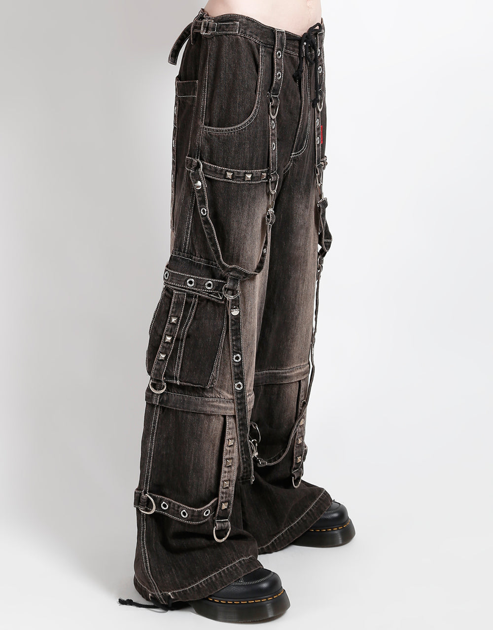 DENIM STRAP PANT BLACK DIRTY WASH
