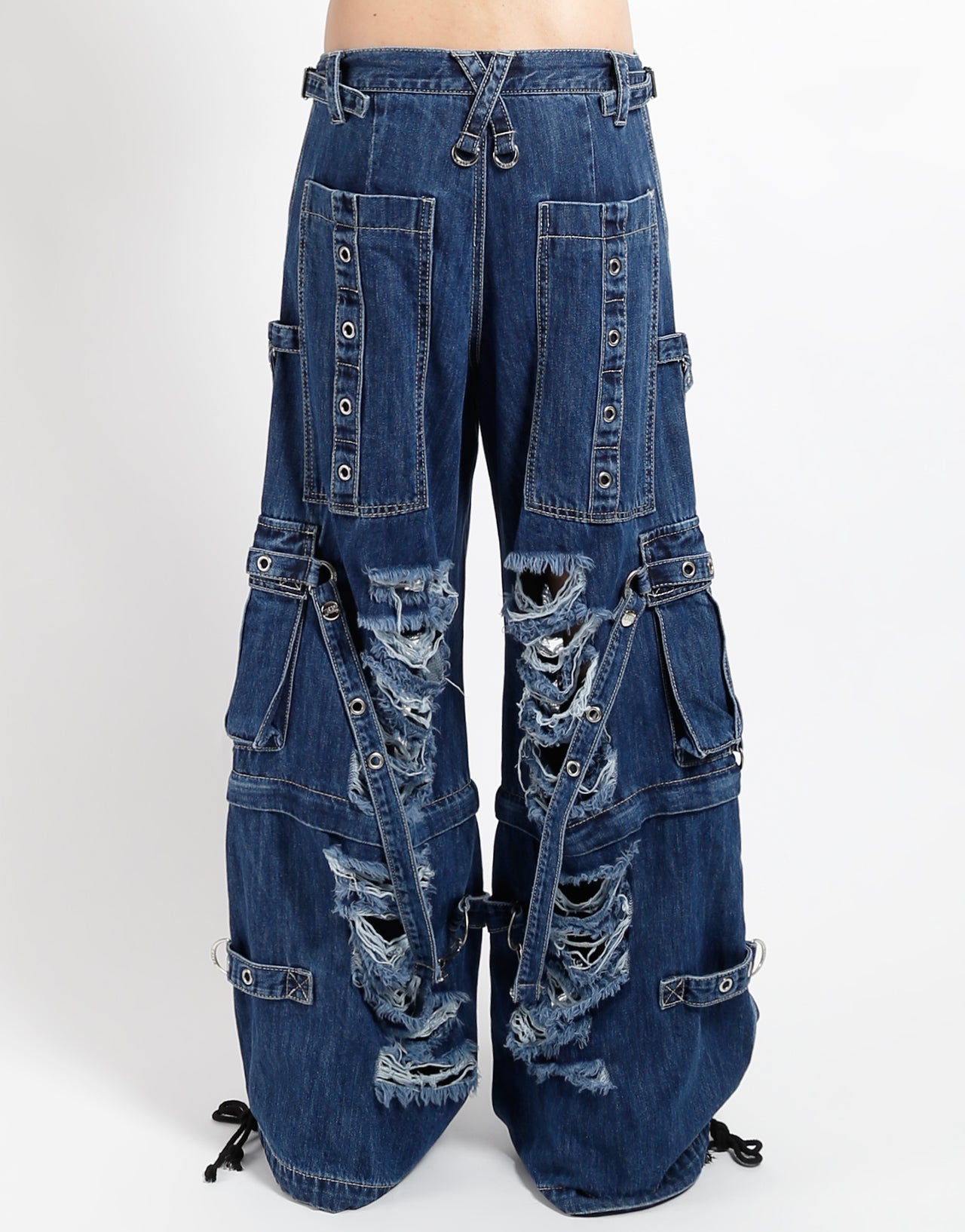 SHREDDER DENIM STRAP PANT INDIGO – TRIPP NYC