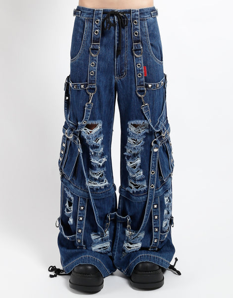 SHREDDER DENIM STRAP PANT INDIGO – TRIPP NYC