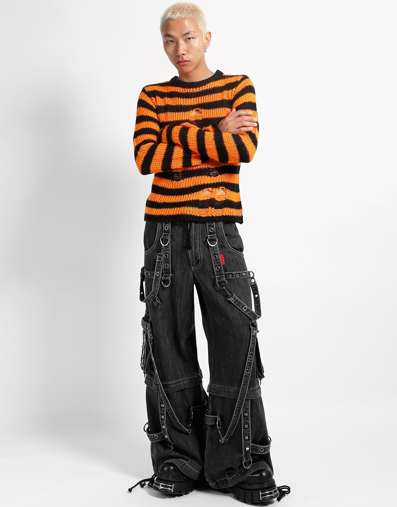 DENIM STRAP PANT BLACK