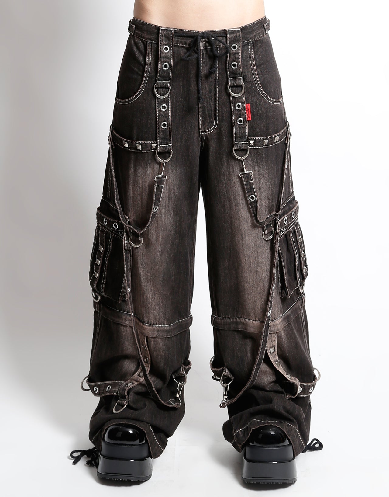 DENIM STRAP PANT BLACK DIRTY WASH