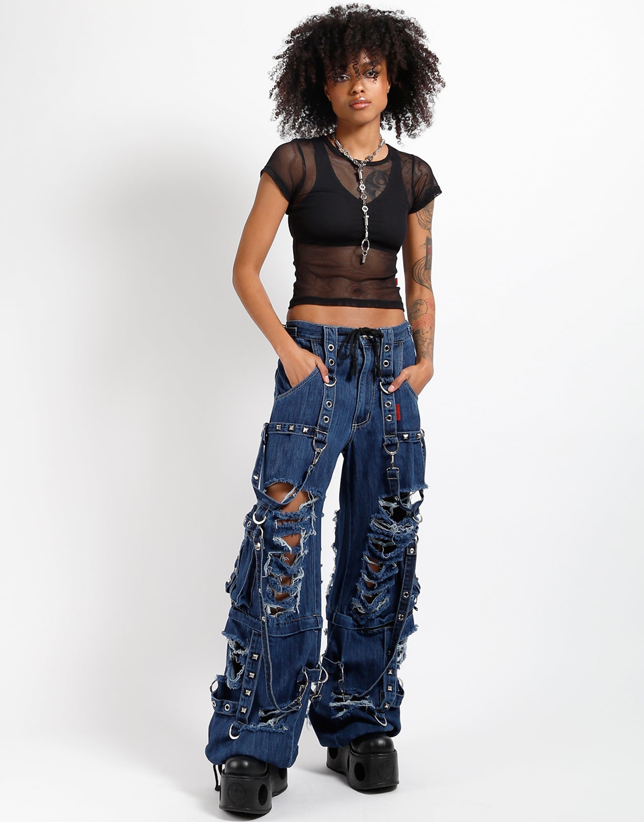 TRIPP NYC - FAUX LEATHER METALLIC EXTRA CROP TOP
