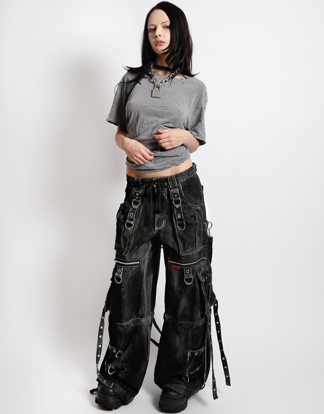 X-STRAP PANT BLACK INK WASH DENIM