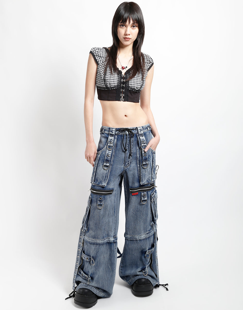 X-STRAP PANT FOG WASH INDIGO DENIM