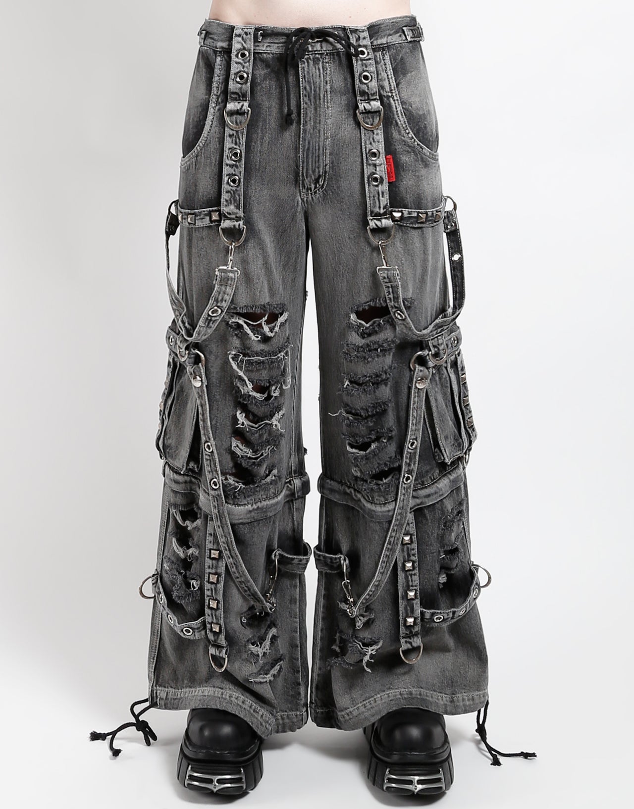 Tripp NYC X-Strap Zip Off Pants [Black/RED] XS at Amazon