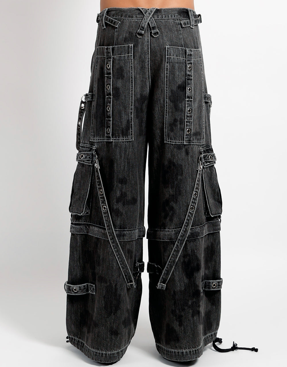 DENIM STRAP PANT BLACK INK WASH