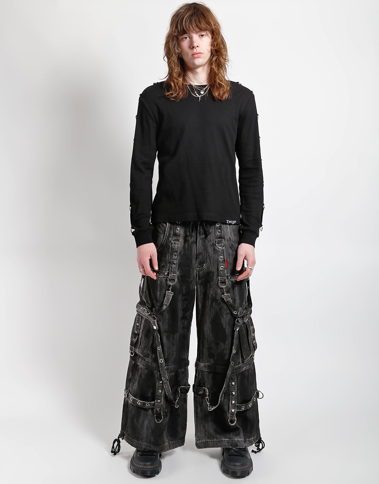 DENIM STRAP PANT BLACK INK WASH