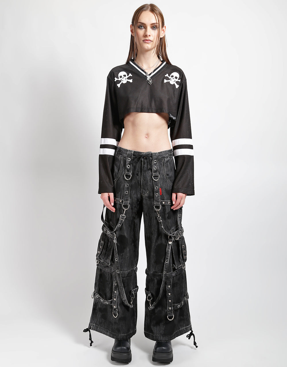 DENIM STRAP PANT BLACK INK WASH