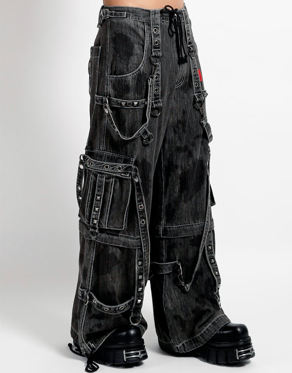 DENIM STRAP PANT BLACK INK WASH